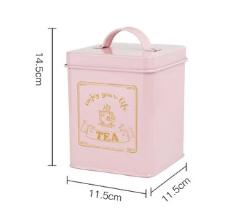 Pink Tea Металлическая красочная банка для хранения, классический минималистичный скандинавский кубовидный контейнер для хранения, Домашний Органайзер, контейнер для кофе, сахара, чая - Цвет: Pink Tea