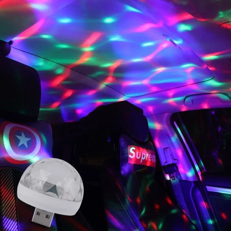 Крутой мини-автомобиль USB атмосферный свет DJ RGB красочный музыкальный звук