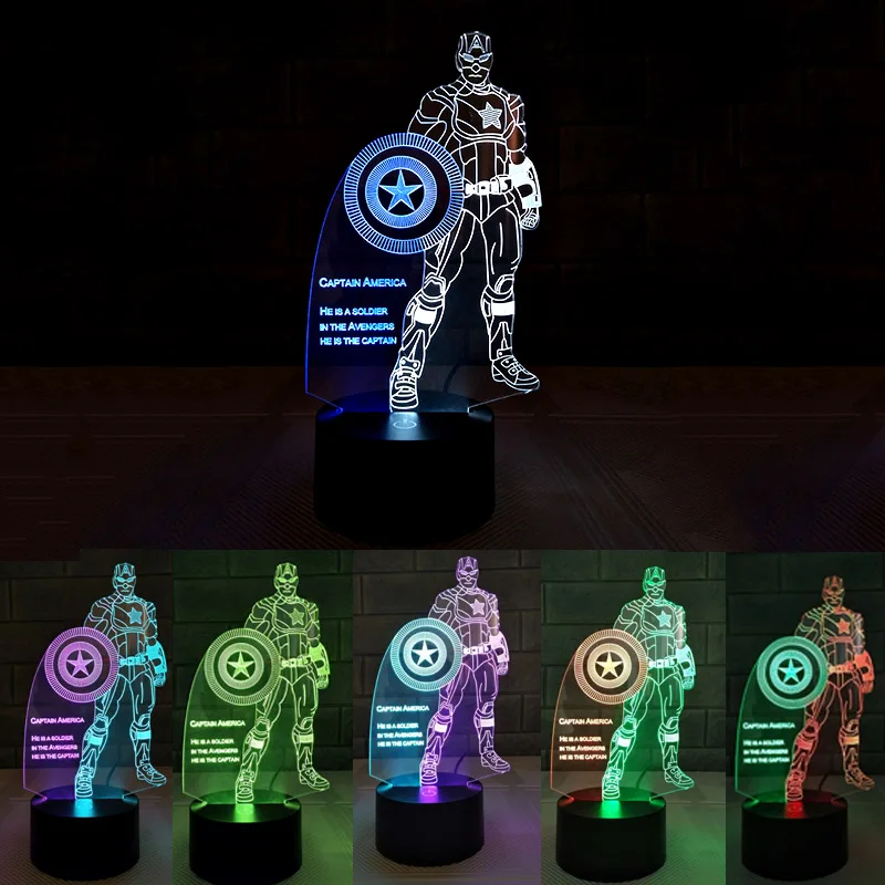 Двухцветный 3D светильник в виде Розы ночной Светильник Капитан Америка 7 цветов