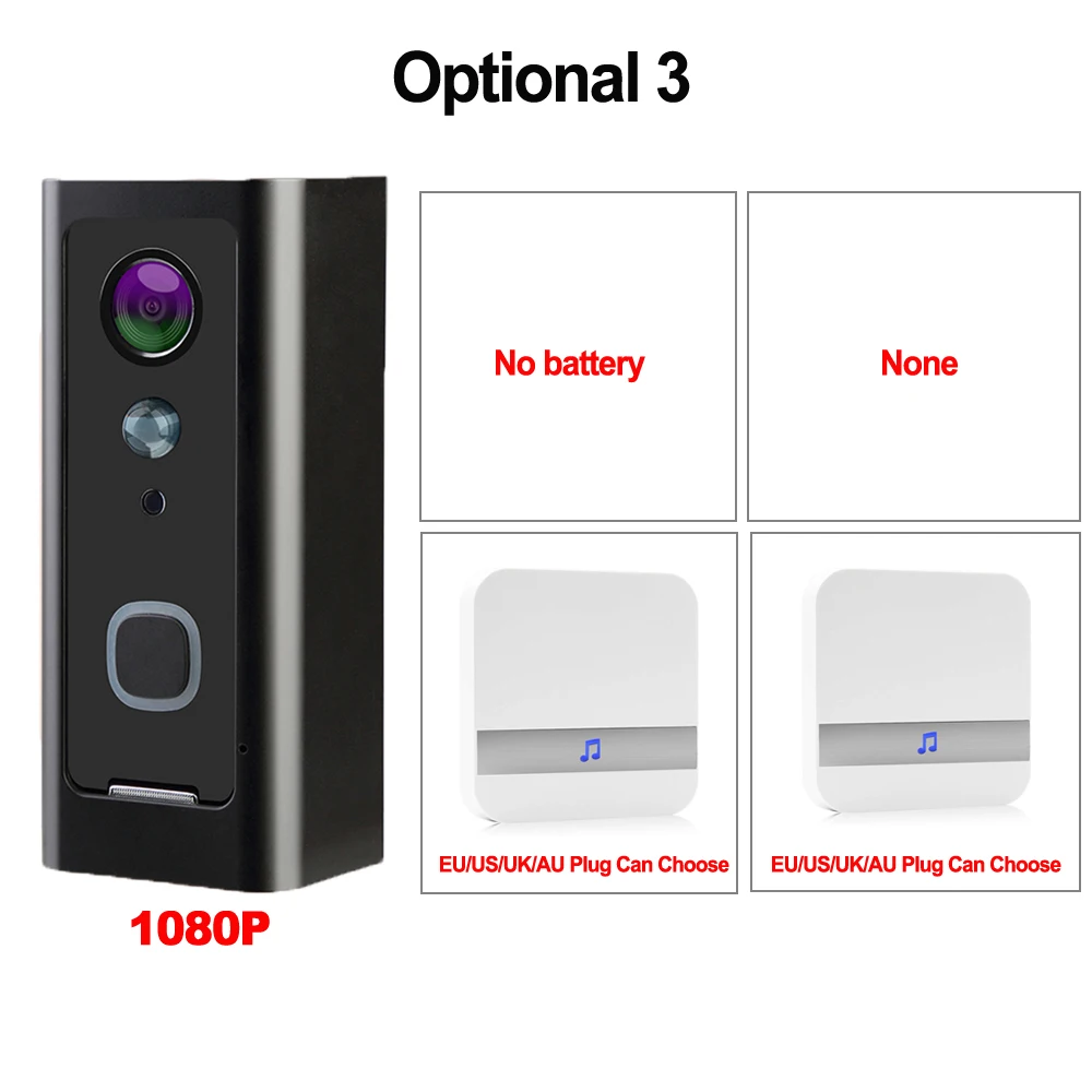 CDYCAM Full HD 1080P Wifi видео дверной звонок Водонепроницаемая беспроводная домашняя Secity камера Двусторонняя аудио связь ночное видение PIR смартфон - Цвет: Optional 3