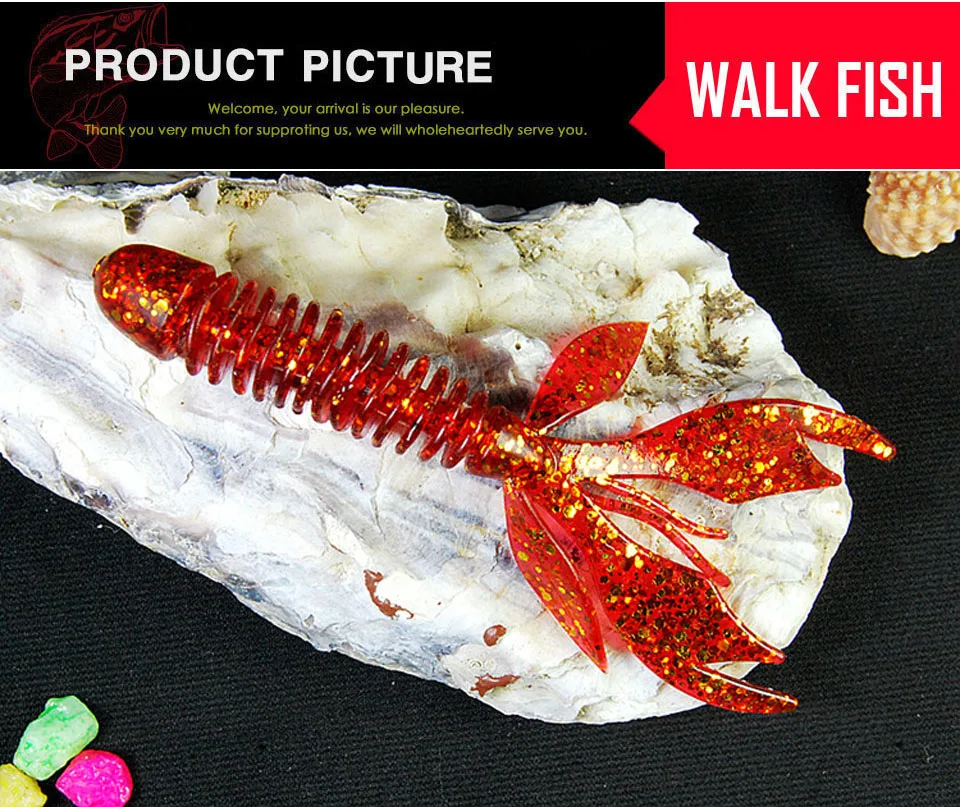 WALK FISH, 6 шт./лот, рыболовные приманки, Мягкая приманка, силиконовая приманка, 70 мм/2,2 г, Crazy Flapper, воблеры для ловли карпа, рыболовные снасти