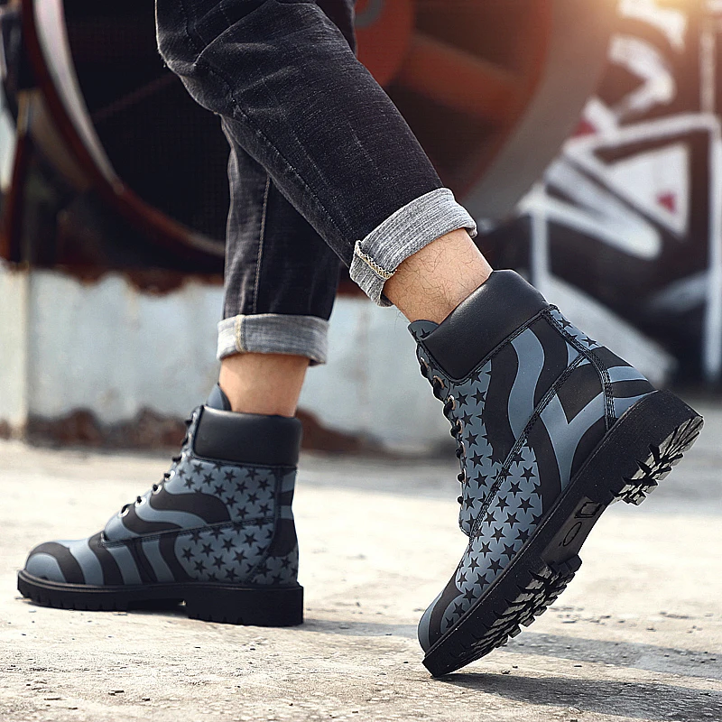 New Luxury Cowboy Boots Mens High Quality Male Casual Shoe Comfortable Working Boots For Men Fashion Men Spring/Autumn Boot