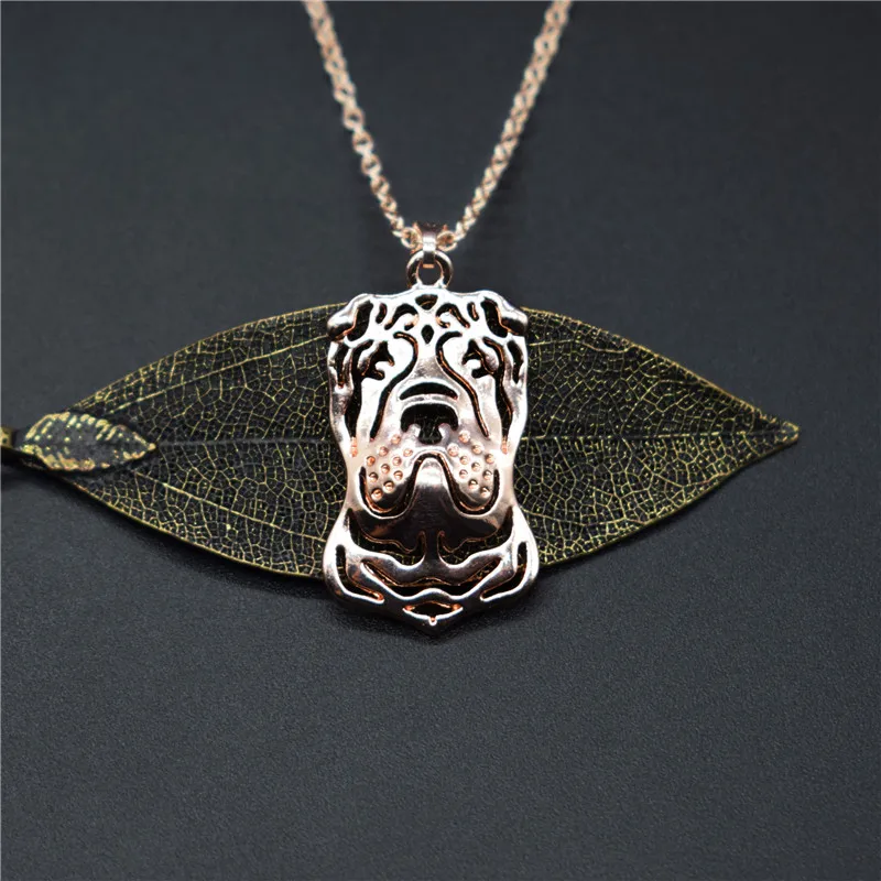 Elfin трендовые китайские ожерелья Shar Pei золотого цвета серебряного цвета украшения для собак китайские Подвески Shar Pei ожерелья для женщин и мужчин - Окраска металла: Покрытие из розового золота