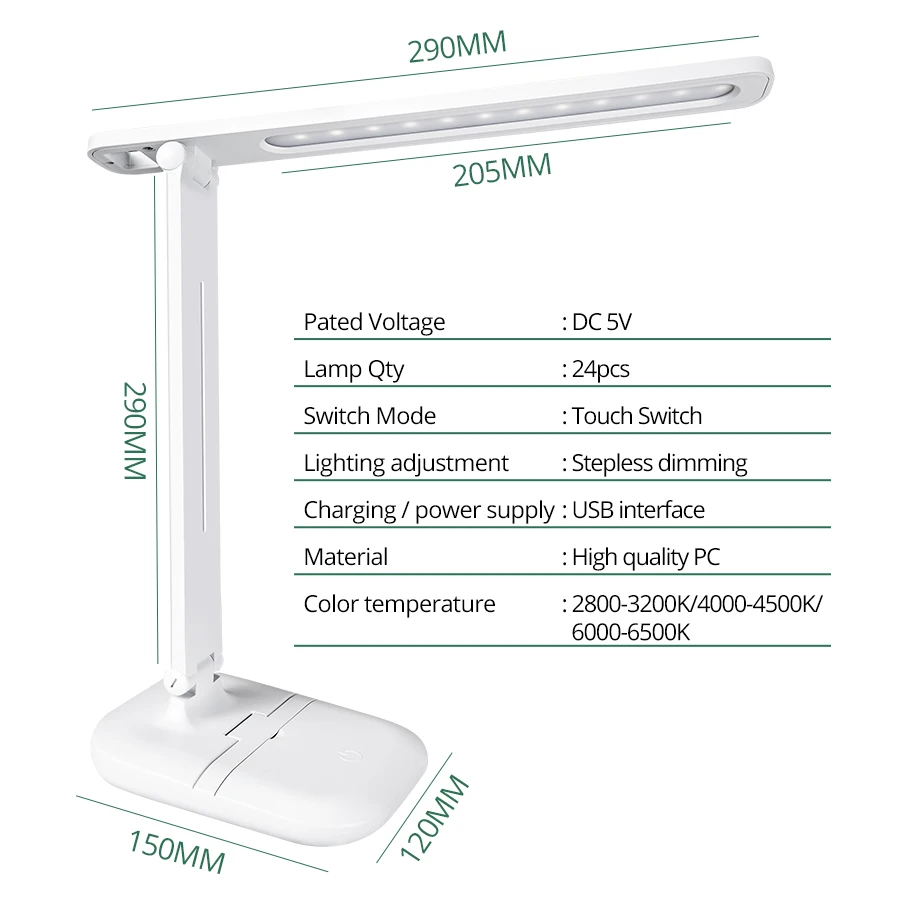 EeeToo светодиодный настольный светильник складной с регулируемой яркостью
