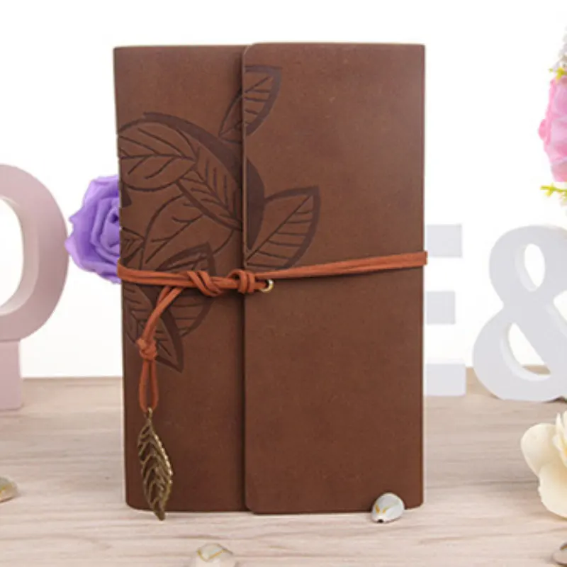 Coffee Leather Blank Spiral Notebook Diary Notepad Vintage PU Leather Note Book Creative Leather Cover Ring Binder Kraft Paper Notepad - Цвет: Coffee