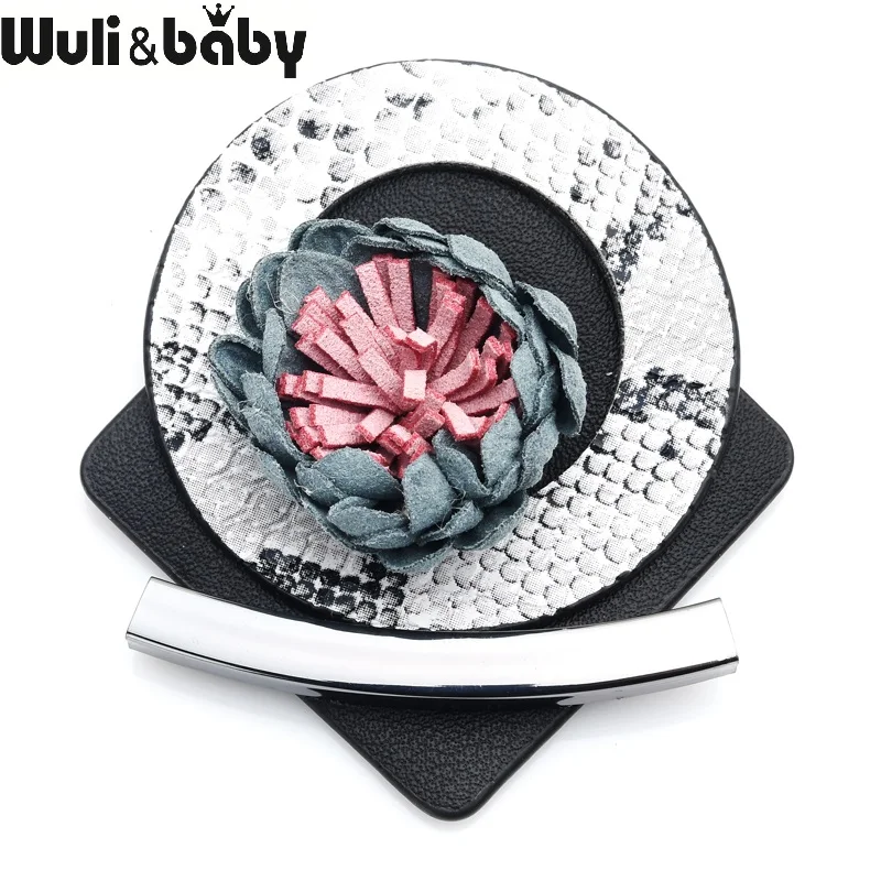 Wuli &amp baby кожаная брошь в виде цветка булавки для женщин двойное использование