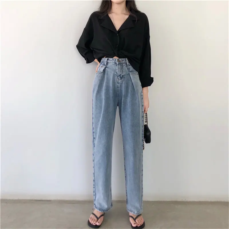 Alien Kitty Female BF Style Denim Loose Women Fashion New Autumn Summer High Waist Jeans Stylish Simple Solid Plus Harem Pants | Женская