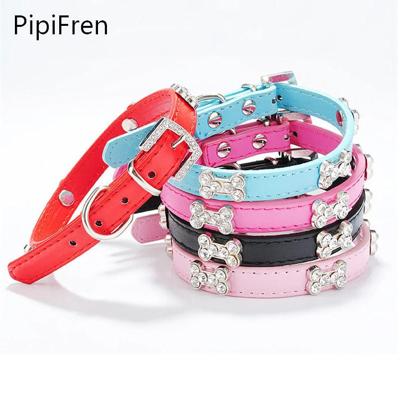 PipiFren 5 шт./лот Малый товары для собак воротники со стразами кости Щенка Pet