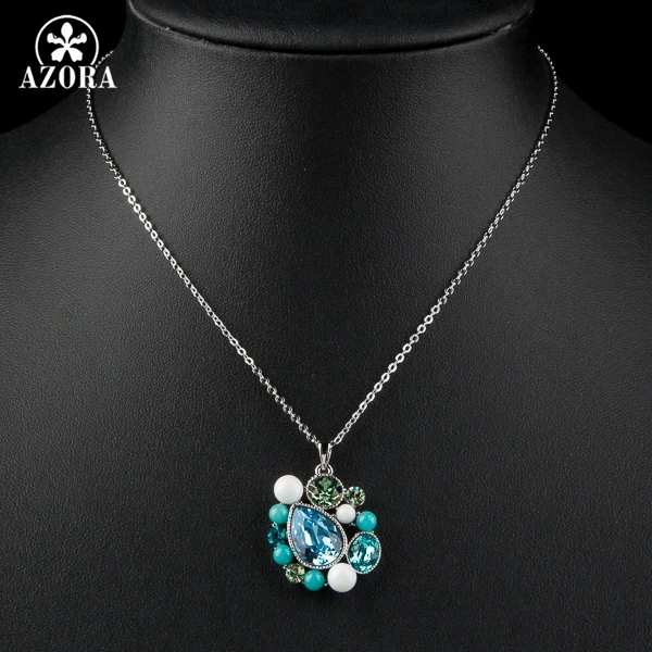 Азора белого золота Цвет синего цвета с капелькой слезинкой Stellux настоящий