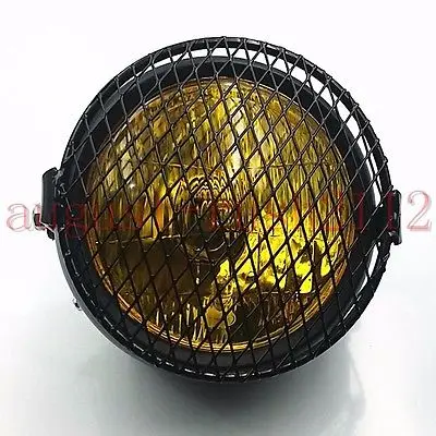 Винтажная мотоциклетная фара янтарного цвета в стиле ретро с боковым креплением