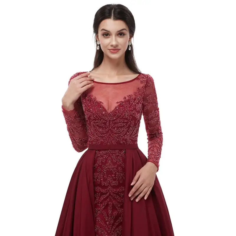 Женское платье с длинными рукавами Forevergracedress отстегивающейся юбкой и горловиной