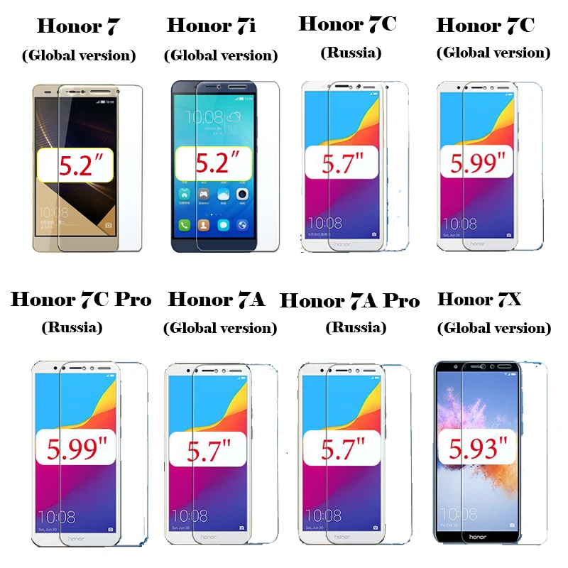 Для Huawei Honor 7 7a 7c 7i 7x pro Защитная пленка для экрана из стекла закаленное стекло huavei