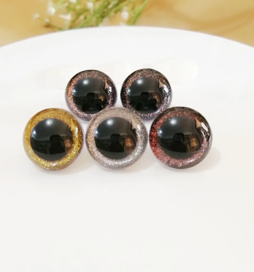 1pair/lot 30mm/40mm big size round shape clear plastic safety toy eyes + glitter fabric+ hard washer for diy doll findings--N6 | Игрушки и