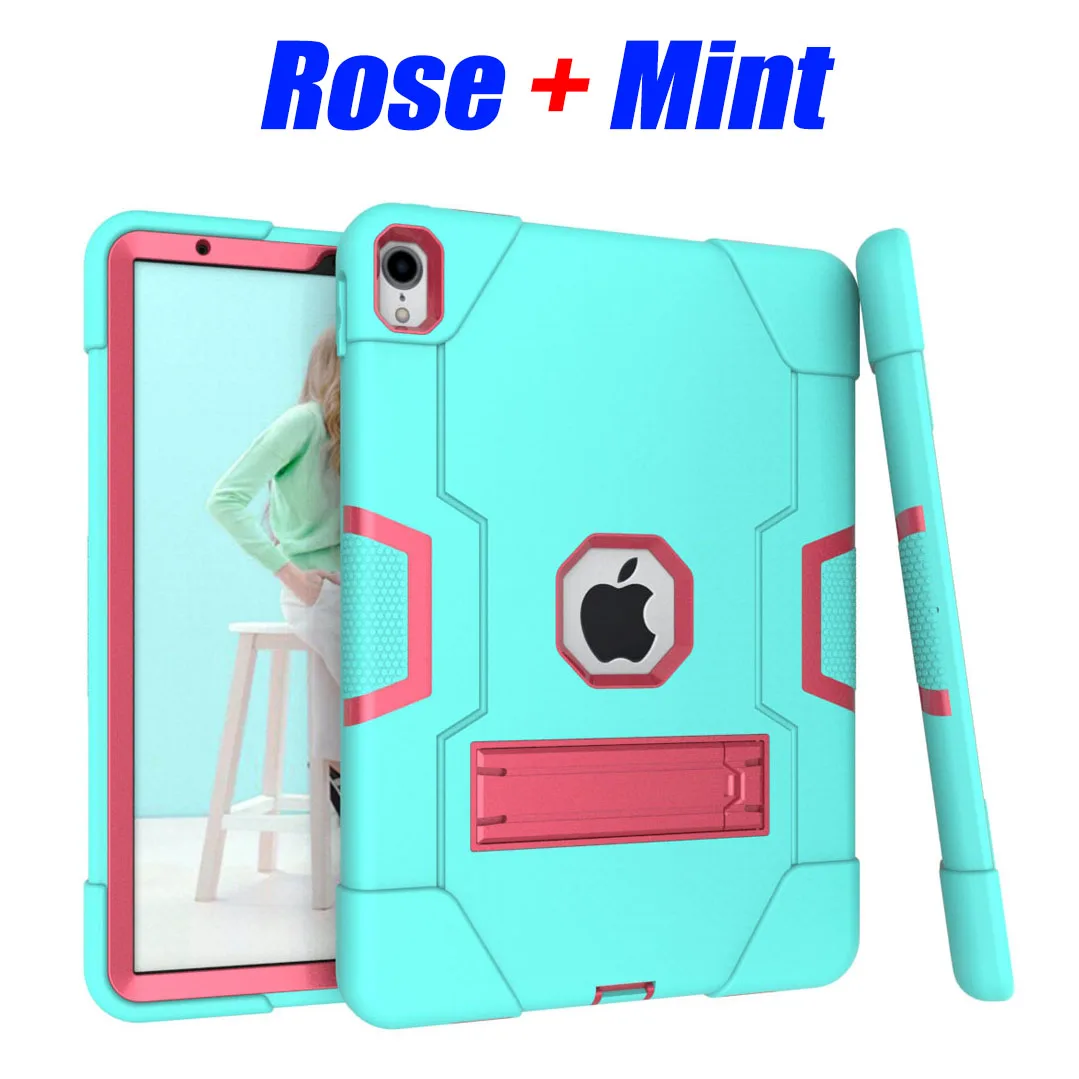 Rose Mint Сверхпрочный Силиконовый ТПУ+ ПК Жесткий гибкий защитный чехол-подставка для iPad Pro 11 дюймов ударопрочный+ защита для экрана ID702 - Цвет: Rose Mint