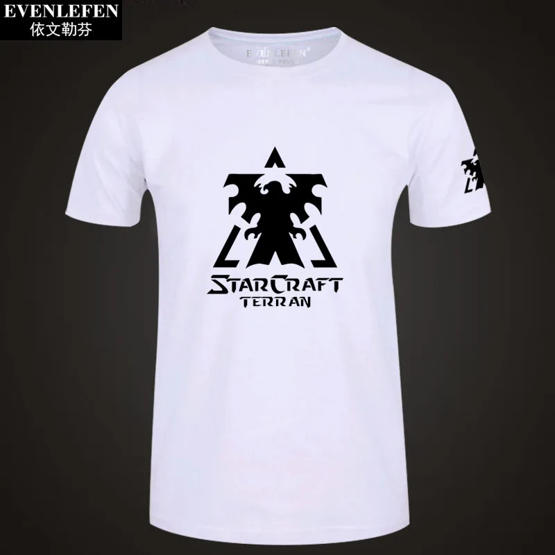 White5 StarCraft 2 Protoss Zerg футболка с коротким рукавом мужская игровая хлопковая с полурукавом Студенческая Большая одежда летняя - Цвет: White5