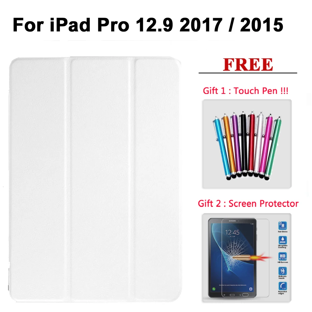 pro 12.9 2017 2015 Защита экрана стекло+ чехол для iPad Pro 12,9 // PU кожаный Умный Магнитный чехол для Apple i Pad pro12.9 - Цвет: pro 12.9 2017 2015