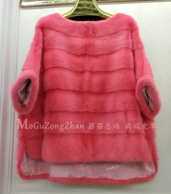 watermelon red Новинка, настоящая норковая шуба, женская зимняя Толстая теплая верхняя одежда из натурального меха, натуральная кожа, натуральный мех, куртка, Женский пуловер - Цвет: watermelon red
