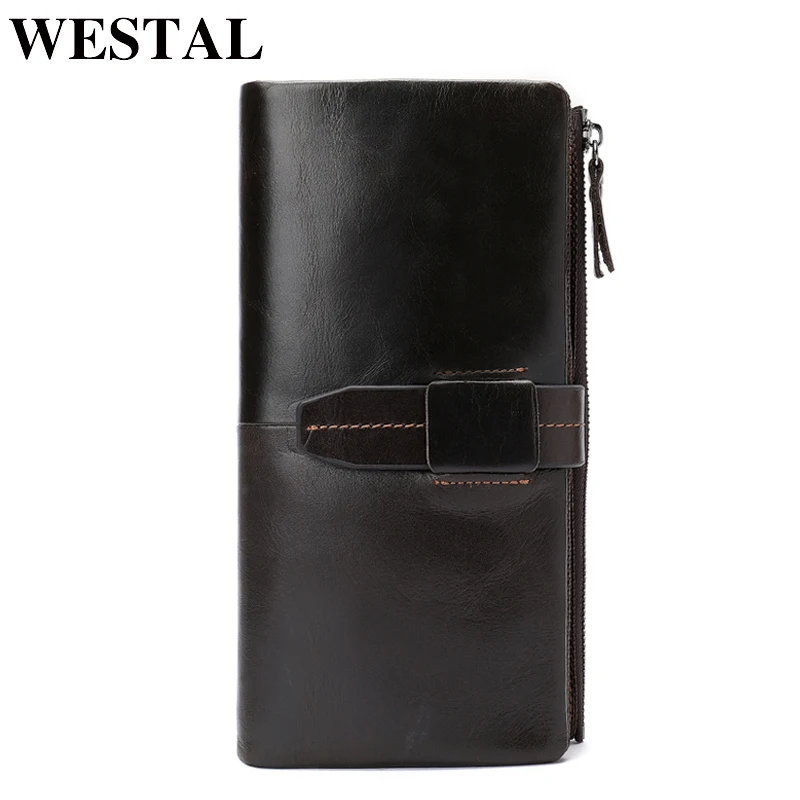 Мужской кошелек WESTAL из натуральной кожи мужской клатч для монет кредитных карт