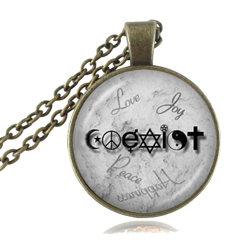 Ожерелье Coexist подвеска в виде полумесяца Инь Ян пентаграмма крест хиппи знак мира