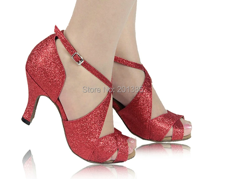 Оптовая продажа женские красные блестящие туфли для бальных танцев латинских