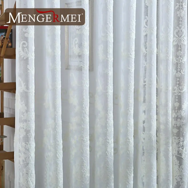 MENGERMEI белые прозрачные шторы с вышитыми цветами оконные экраны европейский стиль