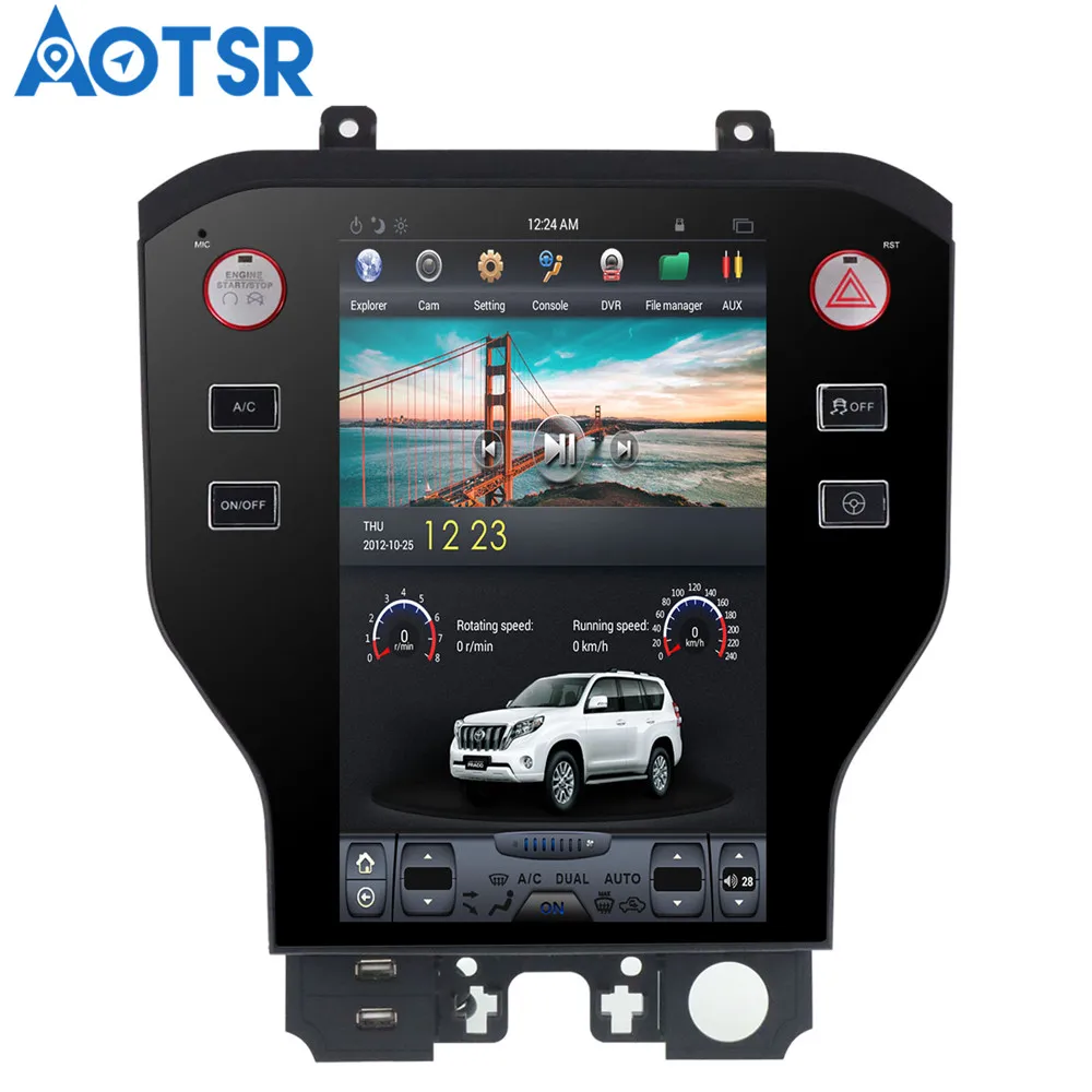Aotsr Android 7 1 Tesla style автомобильный без DVD плеера GPS навигация для Ford Mustang 2015 + головное