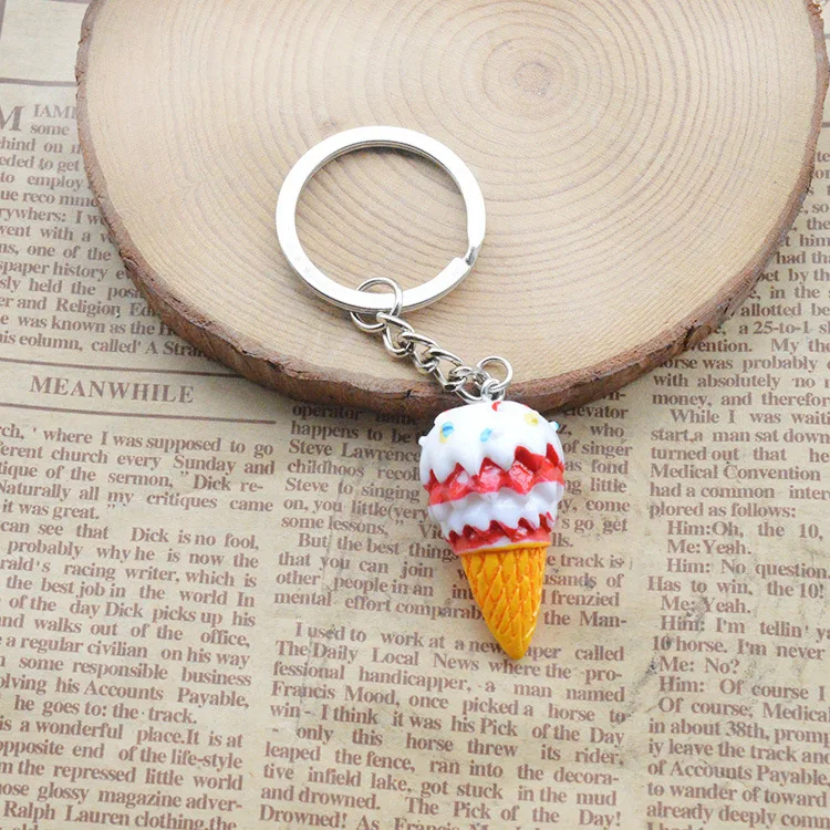 Creative resin simulation food cute lovely ice cream keychain key chain ring buckle Pendant Gift Package accessories | Автомобили и