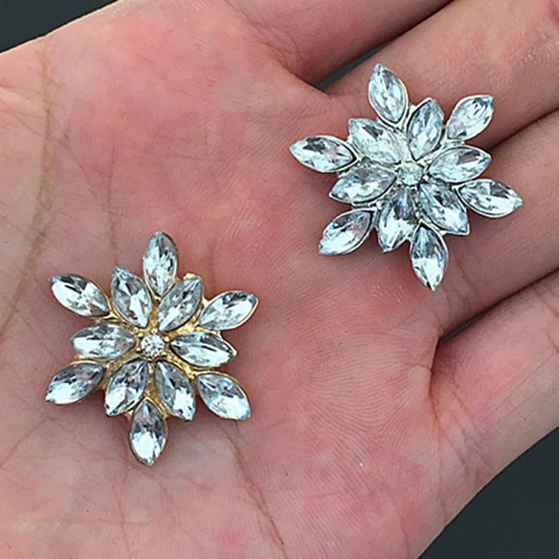 2016New 50 шт в наборе рождественские снежинки пуговица с прозрачными стразами для