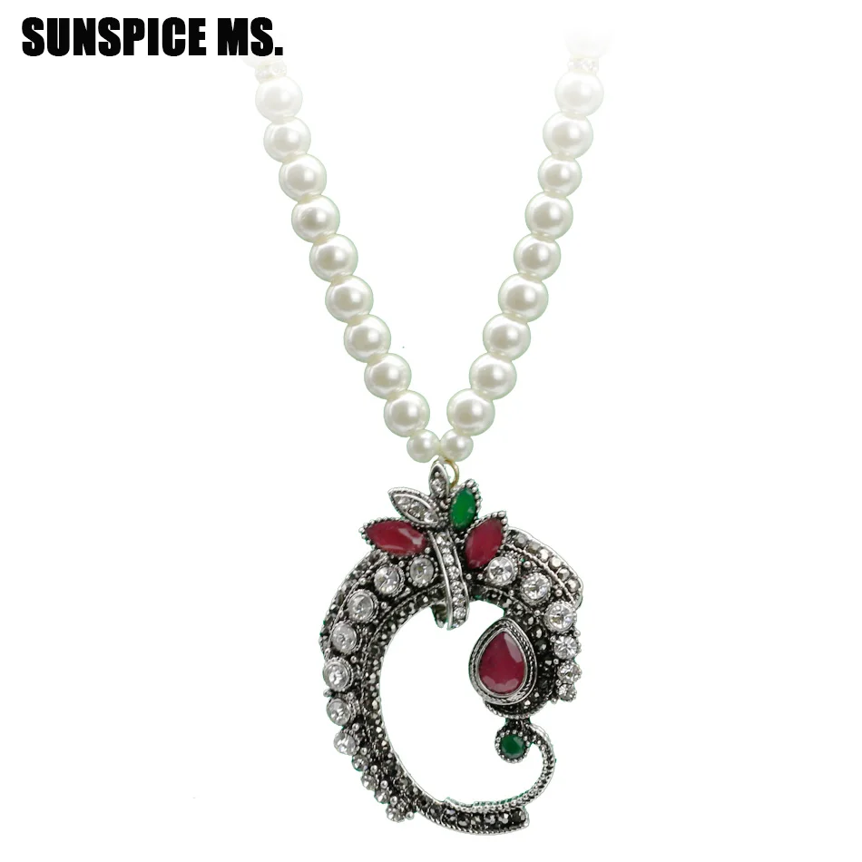 Женское ожерелье с подвеской в виде бусин искусственным жемчугом винтажное