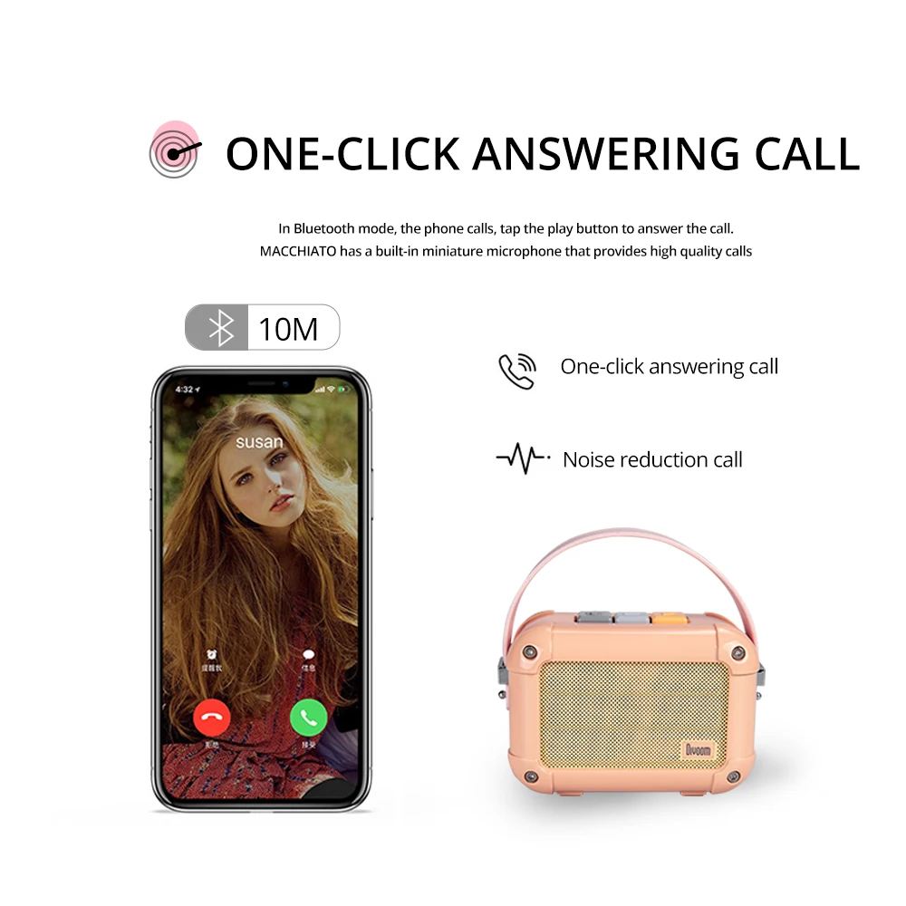 Портативная беспроводная bluetooth-колонка Macchiato с функцией fm-радио TWS поддерживает
