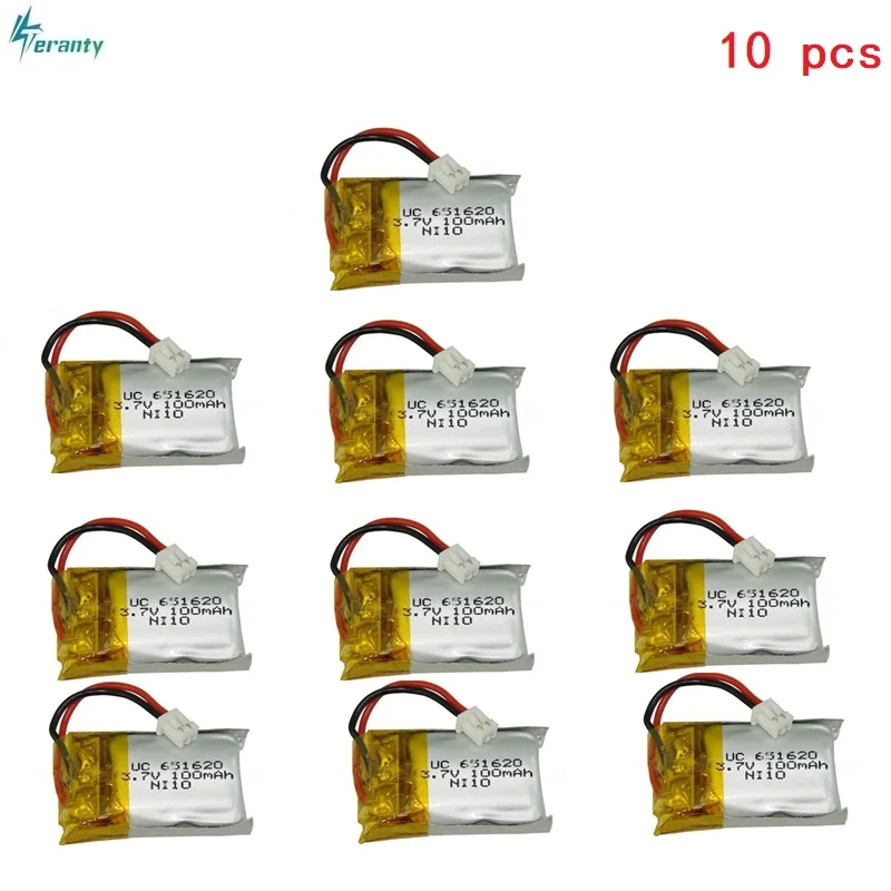 

10pcs/lot 3.7 v 100mah/120mah 20c For Cheerson CX10 CX-10 CX-10A RC Helicopter / RC quadcopter 3.7V 100 mah Li-po battery 1.25mm