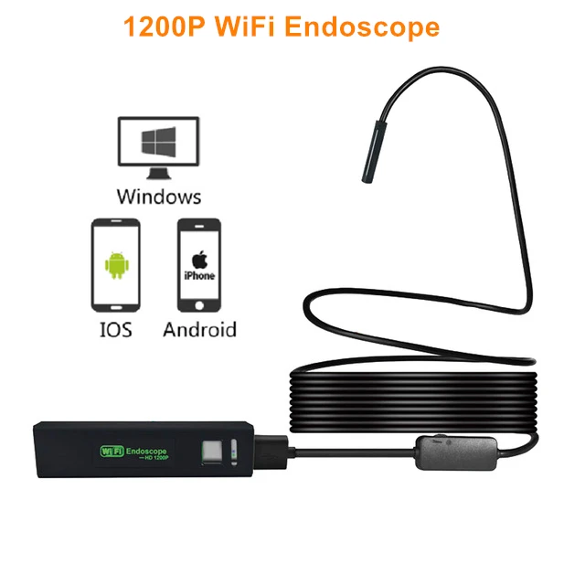 WiFi 8 мм 1200P эндоскоп камера Мини водонепроницаемый осмотр USB бороскоп для IOS Android