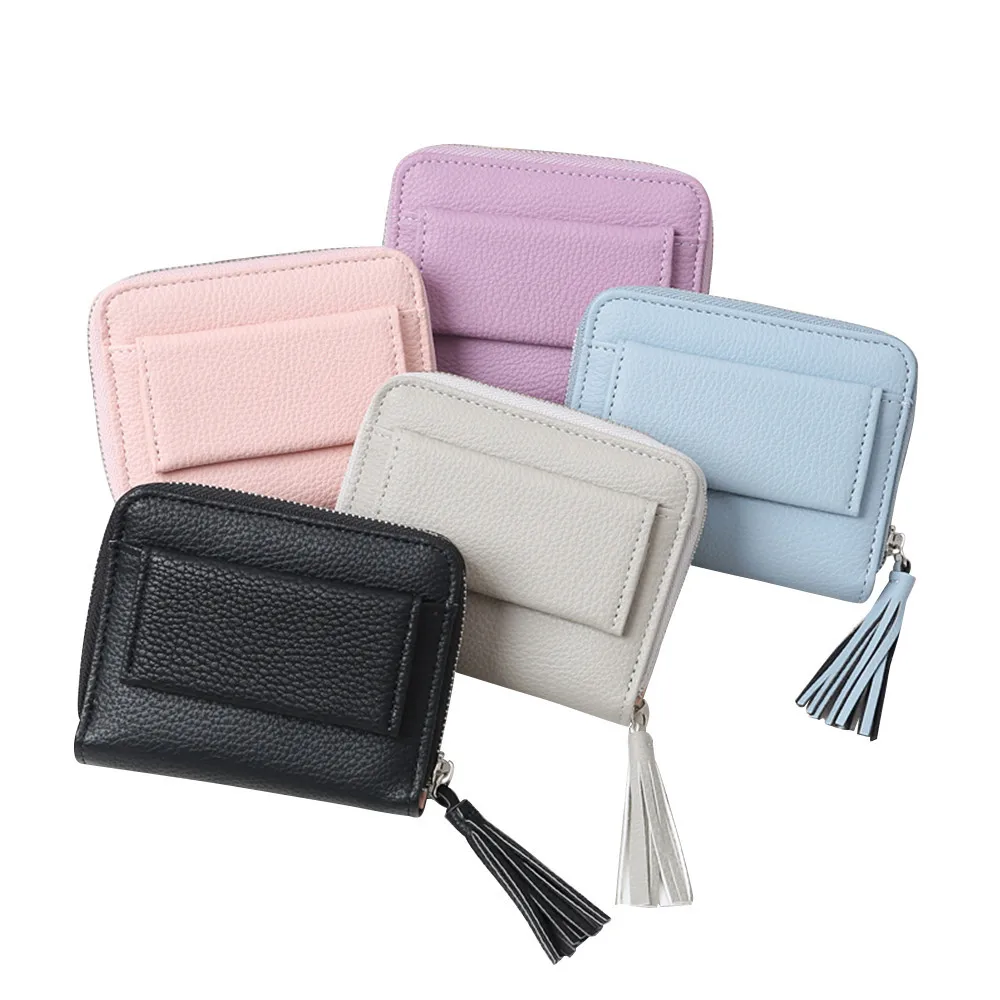 Кожаный женский кошелек Модный одноцветная квадратная сумка портативный с личи