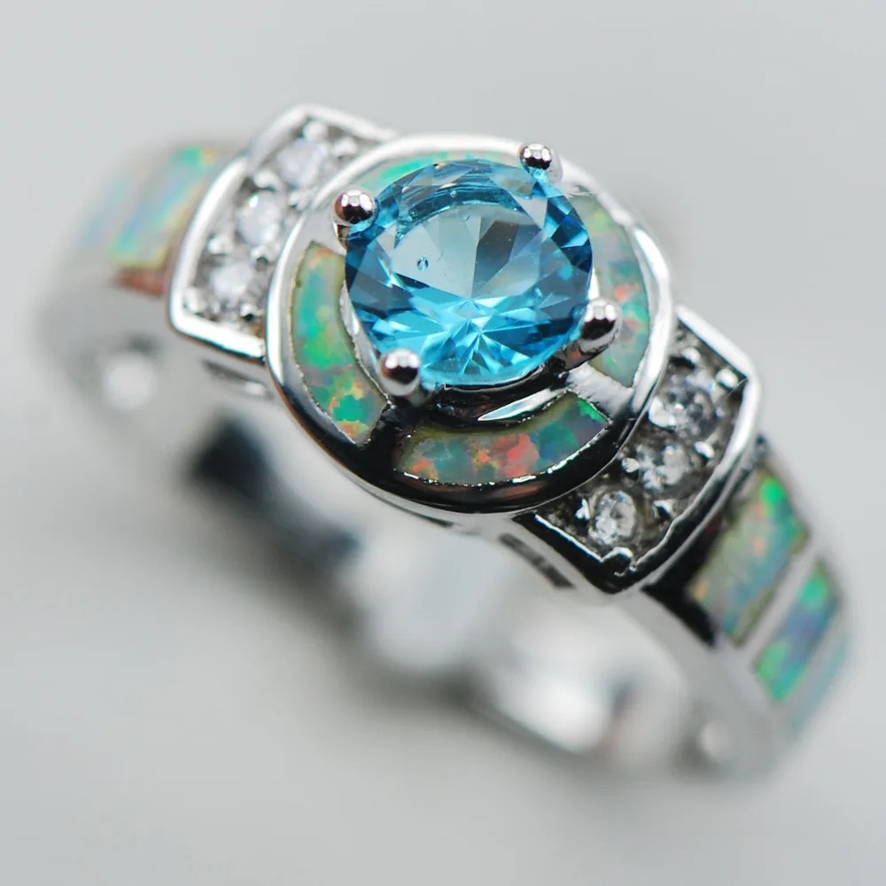 

Кольцо из стерлингового серебра 925 пробы с белым опалом и кристаллами, Размер 6 7 8 9 10 R1315