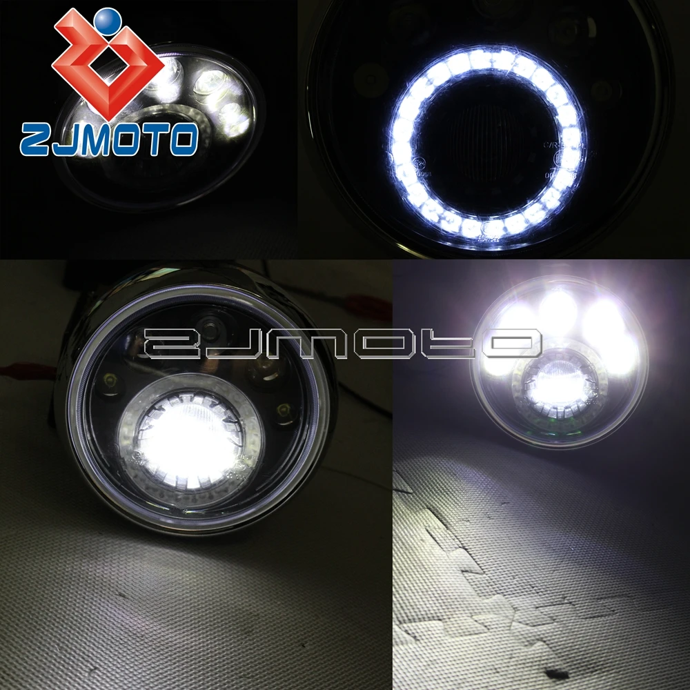 

Motorcycle E Mark E4 E24 7" LED Head Light ST CAFE RACER IronHorse Chopper Custom 7" Headlight 12V High Low Beam Running Light