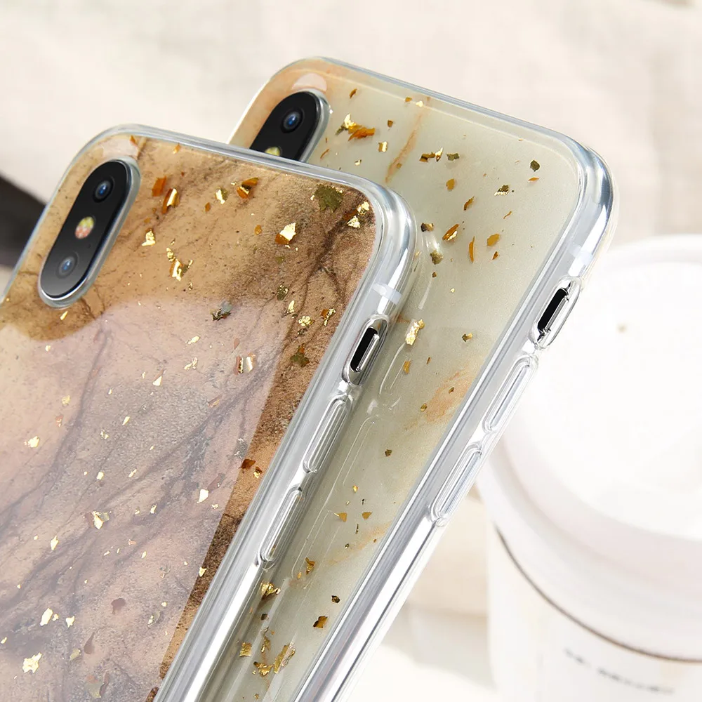 KISSCASE Luxury Gold Foil Bling Phone Case For iPhone 7 8 Plus Ultra Soft TPU X XR XS Max 6S 6 Capa |