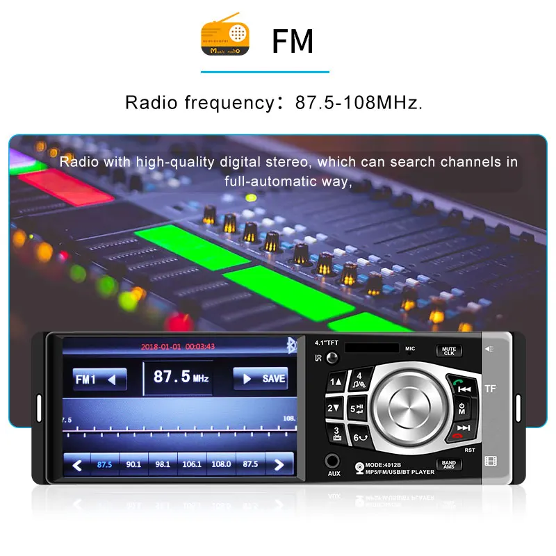 Автомагнитола 1 Din 4 &quotTFT экран аудио стерео MP3 автомобильный плеер Bluetooth Камера