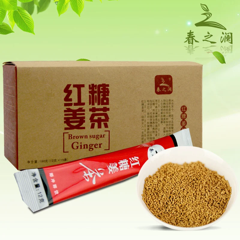 Чай коричневый дробилка для сахара имбирный чай мгновенных 180 g сумки китай