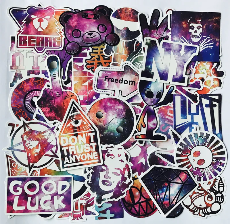 50pcs 50 шт., звездное небо, индивидуальная Водонепроницаемая наклейка s, ПВХ, ноутбук, телефон, скейтборд, багаж, украшение, Harajuku, галактика, животное, наклейка - Цвет: 50pcs