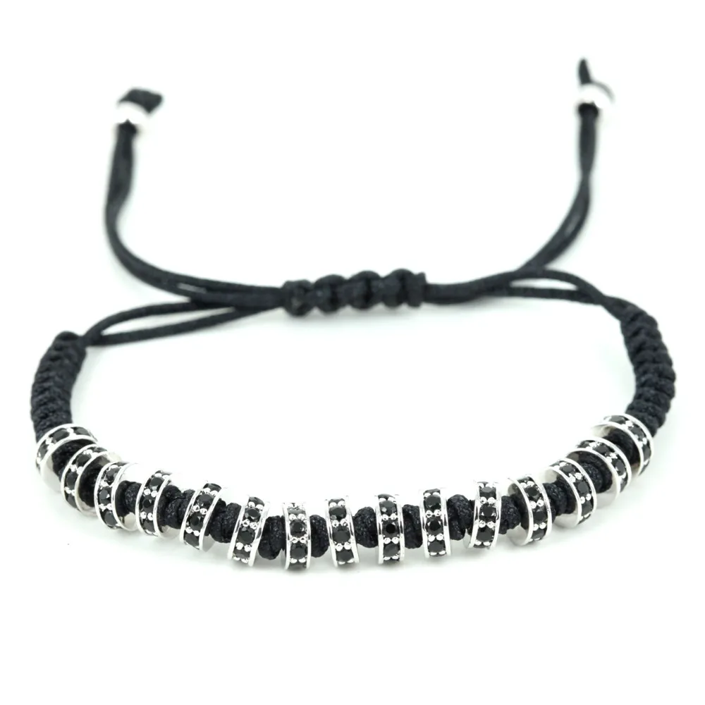 Brand New Anil Arjandas Macrame Bracelets Gold Micro Pave Black CZ Stoppers Beads Briading Bracelet For Men Jewelry Gift | Украшения и