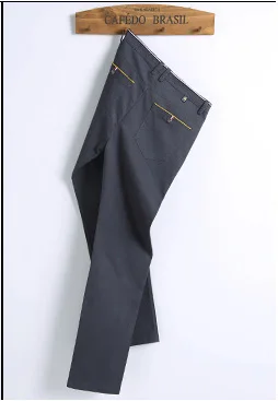 grey Мужские брюки дизайн повседневные hombres pantalones хлопковые тонкие брюки прямые брюки модные деловые брюки мужские большие размеры - Цвет: grey