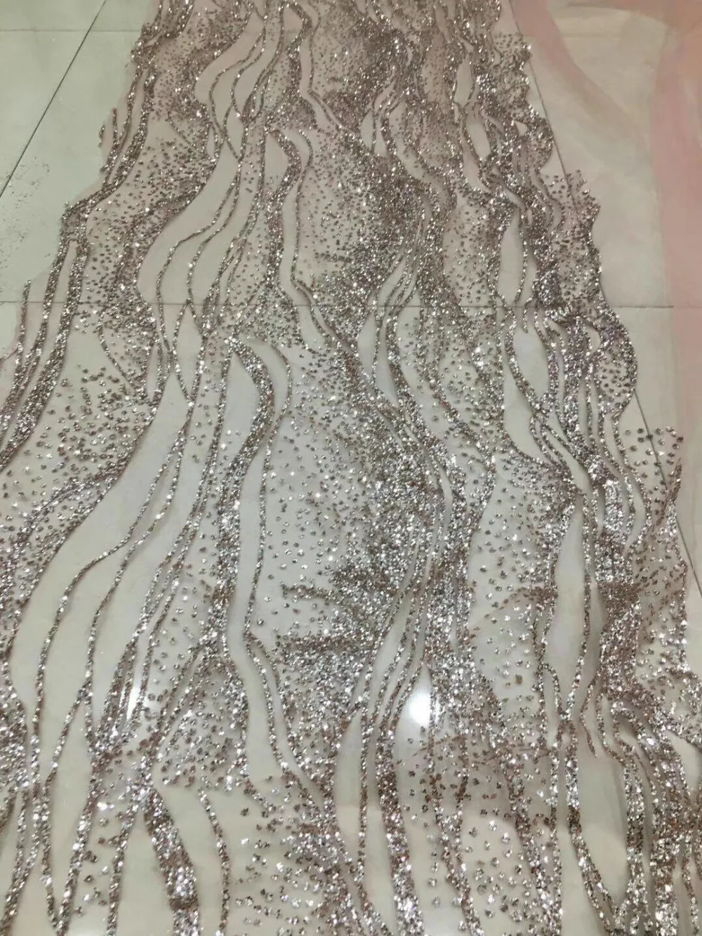 

Free shipping stock 5yards/bag HL137# Rose gold spray French cloth African cloth lace fabric for bridal wedding dress/sawing