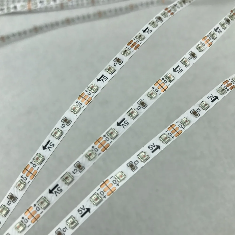 120 светодиодный s/m/WS2812C-/светодиодный адресуемый Пиксельная полоса; гибкий/DC5V/RGB Полноцветный/IP20/белый PCB/4 мм широкий PCB/3 м длинный/