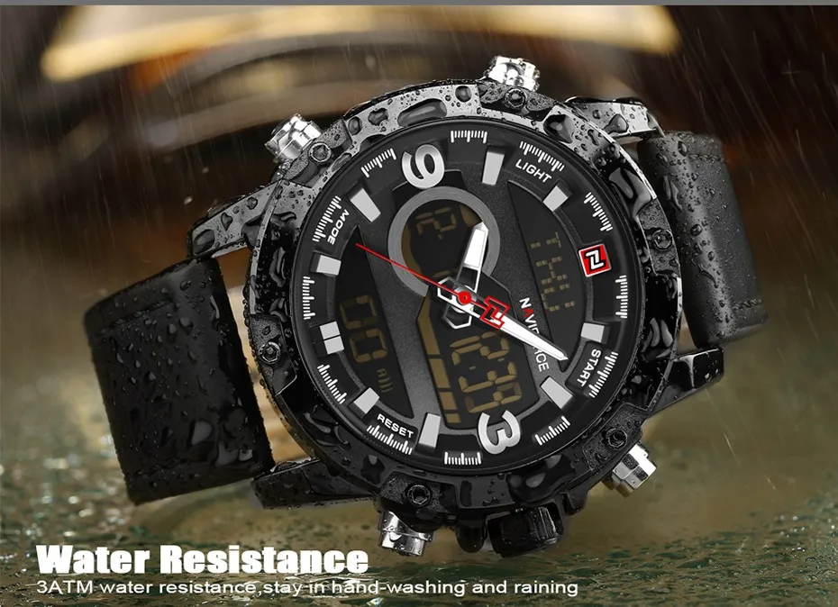 NAVIFORCE Топ бренд класса люкс мужские светодиодные спортивные часы мужские армейские военные кожаный ремешок наручные часы кварцевые наручные часы Masculino