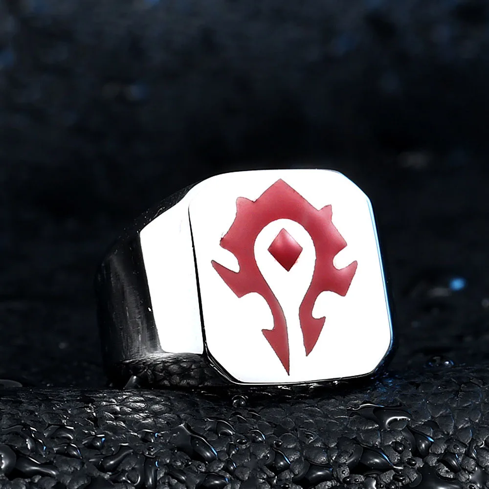 Для Орды кольца WOW Орда баннеры кольцо титановая сталь серебро дропшиппинг SP134 |