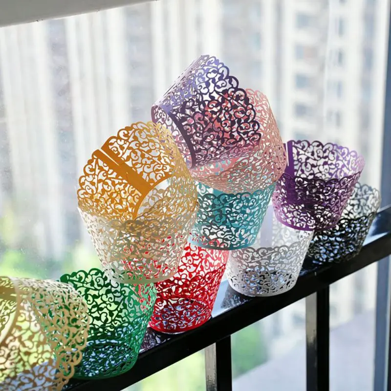 10 шт маленький лоза кружевная Лазерная резка для кексов вкладыш выпечки чашки