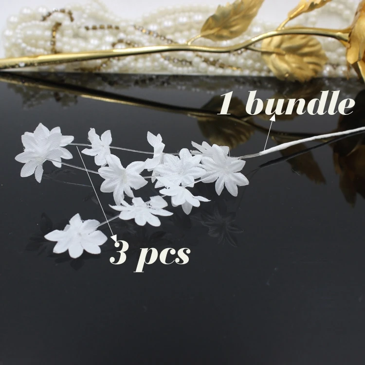 Бесплатная доставка 102 шт./лот 20 мм букет цветов из белой тутовой ткани/стебель