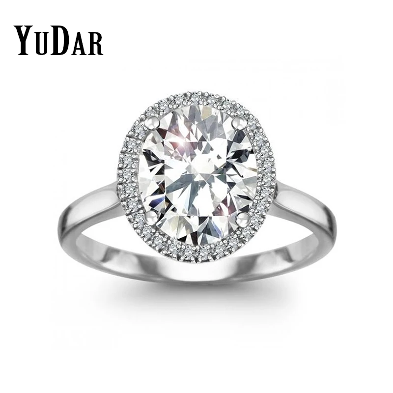 Yudar Новая мода Овальный 10 мм 14 кубический циркон Обручение кольцо Best подарки