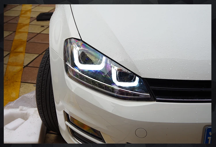 AKD автомобильный стайлинг головной фонарь для VW Golf 7 фары для автомобиля Golf7 светодиодный фонарь ангел глаз DRL светодиодный сигнал H7 D2H Hid вариант биксеноновый луч