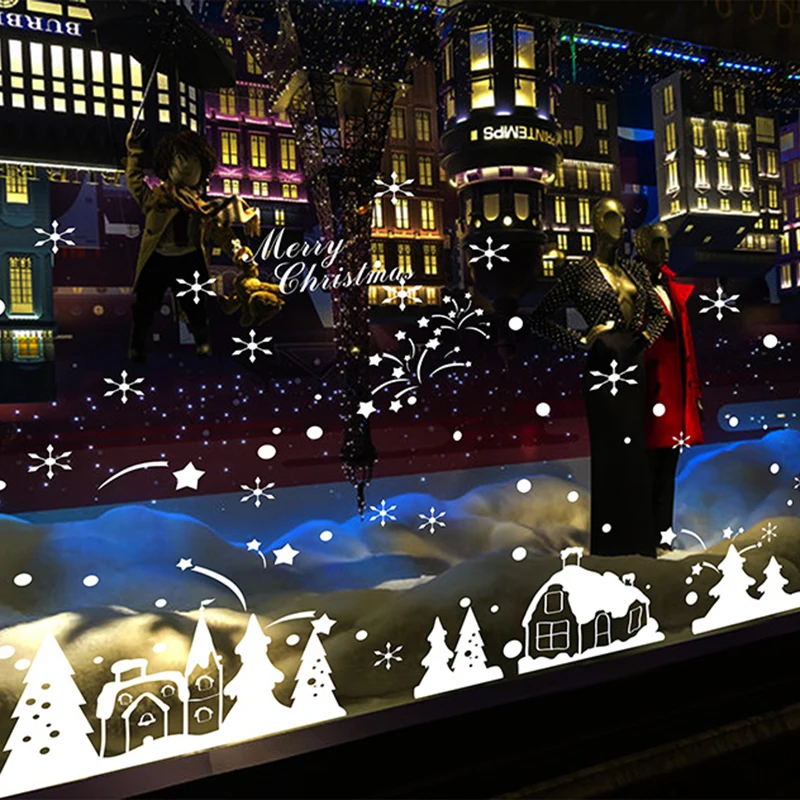 Оптовая продажа Большой Настенный стикер для окон Дед Мороз Рождественская елка